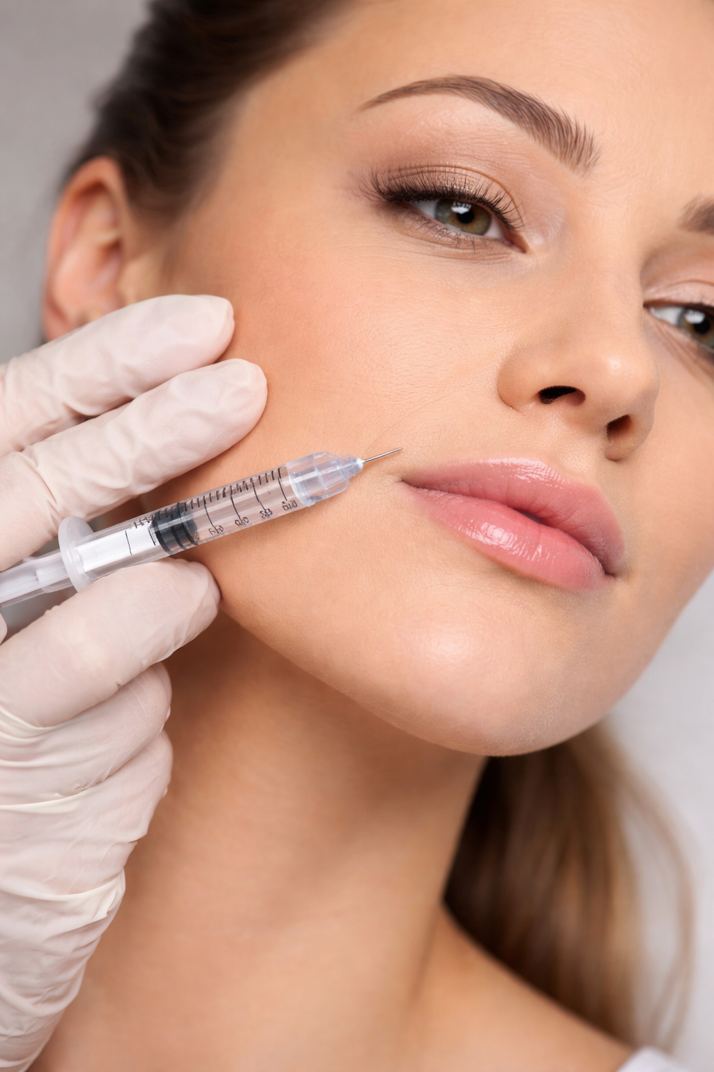 Lip filler procedure close-up shot
